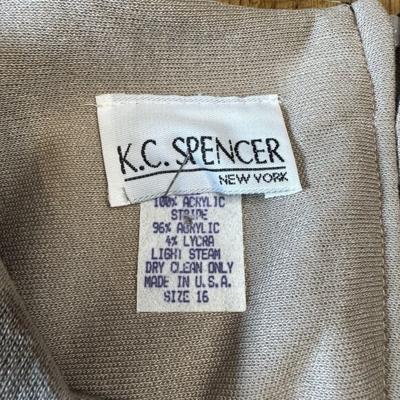 K.C. Spencer Dress Womens 16 Black Beige Long Sleeve Button Detail Maxi Made USA - Picture 3 of 5